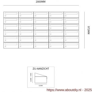 Allux Hive set postkast staal verzinkt gepoedercoat 5-breed 6-hoog antraciet - A11201437 - afbeelding 2