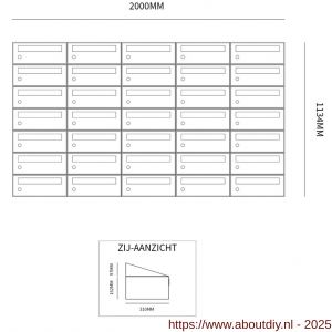 Allux Hive set postkast staal verzinkt gepoedercoat 5-breed 7-hoog zwart - A11201585 - afbeelding 2