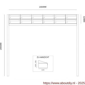 Allux Hive set postkast staal verzinkt gepoedercoat 6-breed 2-hoog op statief zwart - A11201592 - afbeelding 2