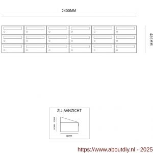 Allux Hive set postkast staal verzinkt gepoedercoat 6-breed 3-hoog zwart - A11201593 - afbeelding 2