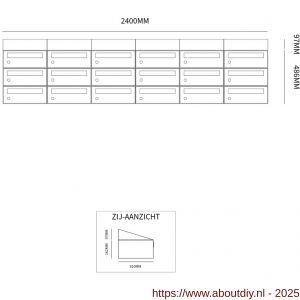 Allux Hive set postkast staal verzinkt gepoedercoat 6-breed 3-hoog met dak antraciet - A11201450 - afbeelding 2