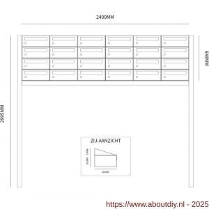 Allux Hive set postkast staal verzinkt gepoedercoat 6-breed 4-hoog op statief antraciet - A11201456 - afbeelding 2