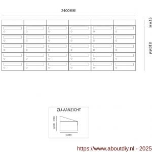 Allux Hive set postkast staal verzinkt gepoedercoat 6-breed 5-hoog met dak zwart - A11201602 - afbeelding 2