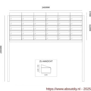 Allux Hive set postkast staal verzinkt gepoedercoat 6-breed 5-hoog met dak op statief zwart - A11201603 - afbeelding 2