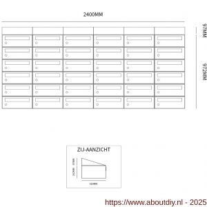 Allux Hive set postkast staal verzinkt gepoedercoat 6-breed 6-hoog met dak antraciet - A11201462 - afbeelding 2