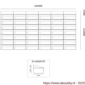 Allux Hive set postkast staal verzinkt gepoedercoat 6-breed 7-hoog met dak zwart - A11201610 - afbeelding 2