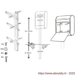 Allux 1003 enkel statief postkast zwart - A11200960 - afbeelding 2
