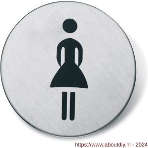 Almar pictogram rond Vrouw zelfklevend RVS inox - A11200655 - afbeelding 1