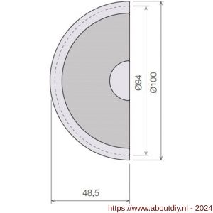 Didheya schuifdeurkom 1/2 cirkel 40 mm deur RVS inox - A11200650 - afbeelding 2