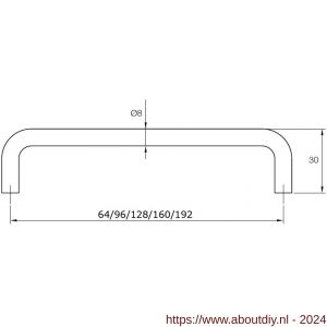 Didheya Beugel meubelgreep diameter 8x64 mm inox - A11201044 - afbeelding 2