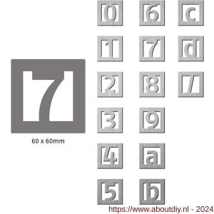 Didheya vierkant huiscijfer 60 mm nummer 0 RVS inox - A11200496 - afbeelding 2