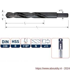 Rotec 120 HSS-R spiraalboor DIN 338 type N d2=13 diameter 13,5x108x160 mm - A50901523 - afbeelding 1