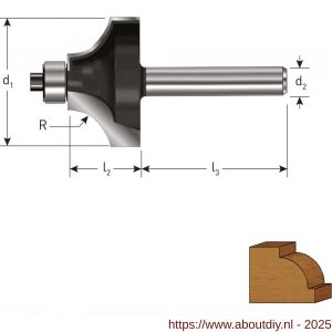 Rotec 271 HM kwartrondprofielfrees Gold-Line diameter 38,1 mm R=12,7 mm d2=12 mm - A50904832 - afbeelding 2