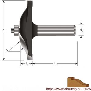 Rotec 271 HM platbandfrees Gold-Line diameter 63,5 mm Z=2 R=15 mm d2=10 mm - A50904683 - afbeelding 2