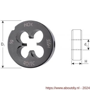 Rotec 360B HSS-E Inox ronde snijplaat DIN-EN 22568 metrisch M3 - A50905721 - afbeelding 2