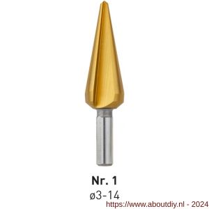 Rotec 420T HSS conische plaatboor Splitpoint nummer 1 3,0-14,0 mm TIN gecoat - A50906409 - afbeelding 1