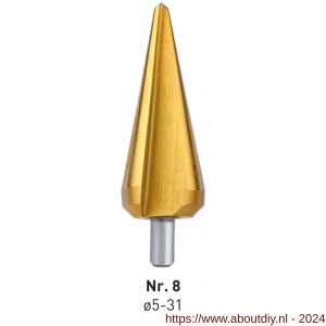 Rotec 420T HSS conische plaatboor Splitpoint nummer 8 5,0-31,0 mm TIN gecoat - A50906412 - afbeelding 1