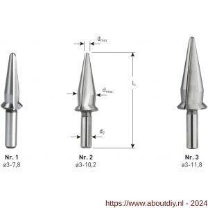 Rotec 422 HSS conische plaatboor met aanslag nummer 1 3,0-7,8 mm - A50906413 - afbeelding 2
