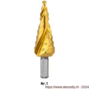 Rotec 425T HSS trappenboor TiN-gecoat nummer 1 diameter 4-20 mm - A50906434 - afbeelding 1