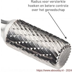 Rotec 430R HM stiftfrees model A en R met radius Z6 kruisvertand diameter 12x25x70 mm d2=6 mm - A50906485 - afbeelding 3