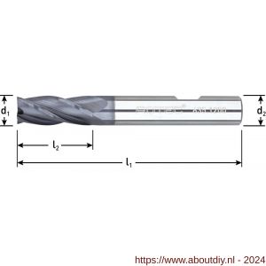 Rotec 634 VHM vingerfrees TiAlN-gecoat Silver-Line lang diameter 4x15x50 mm d2=6 mm Z=4 - A50909556 - afbeelding 2