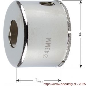 Rotec 759 diamanttegelboorkroon nat diameter 50 mm Tmax=25 mm - A50909937 - afbeelding 2