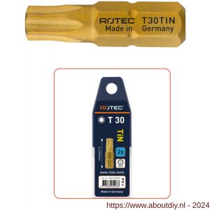 Rotec 806 schroefbit TiN C6.3 Torx T 8x25 mm set 2 stuks - A50911485 - afbeelding 1