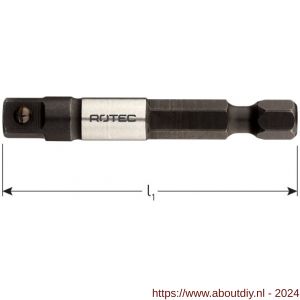Rotec 820 adapter E6.3 > vierkant 1/4 inch met kogel L=50 mm - A50912892 - afbeelding 1