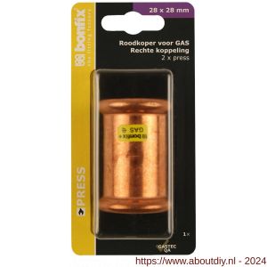 Bonfix blister M-Press roodkoper RK gas rechte koppeling 28x28 mm - A51805469 - afbeelding 1