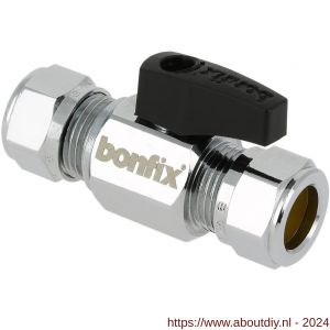 Bonfix kogelstopkraan recht knel 12x12 mm (zwarte knop) - A51801966 - afbeelding 1