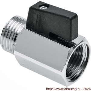 Bonfix mini kogelkraan 1/4 inch binnendraad x buitendraad (zwarte knop) - A51801794 - afbeelding 1