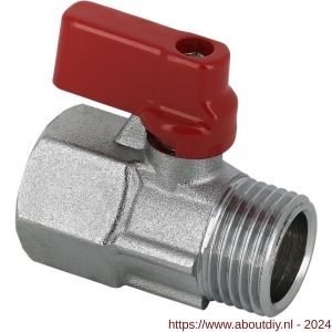 Bonfix mini kogelkraan vernikkeld 1/2 inch binnendraad x buitendraad (rode knop) - A51802037 - afbeelding 1