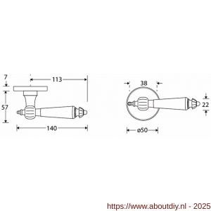 Wallebroek Mi Satori 00.0162.46 krukgarnituur Nouveau Elegant messing antiek nikkel-ebben - A25001400 - afbeelding 2