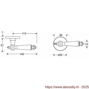 Wallebroek Mi Satori 00.0162.46 krukgarnituur Nouveau Elegant messing gepolijst gelakt-ebben - A25001396 - afbeelding 1