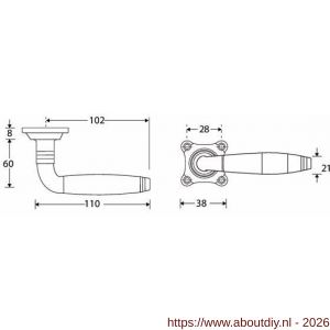 Wallebroek Mi Satori 00.0192.46 krukgarnituur Bonton Bonton messing gepolijst ongelakt-bubinga - A25001209 - afbeelding 2
