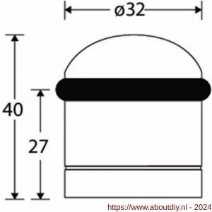 Wallebroek 00.4545.90 deurbuffer cilinder 43 mm messing mat zwart - A25002328 - afbeelding 2