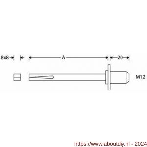 Wallebroek 00.9011.90 wisselstift draaibaar diameter 8 mm M12x80 mm ijzer vernikkeld - A25002271 - afbeelding 2