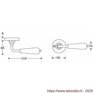 Wallebroek Merigous 80.0052.46 krukgarnituur porselein Evelyne messing gepolijst ongelakt-wit - A25001067 - afbeelding 2