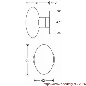 Wallebroek Merigous 80.0081.46 knopgarnituur porselein Evelyne messing gepolijst ongelakt-wit - A25001054 - afbeelding 2