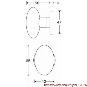 Wallebroek Merigous 80.0084.46 knopgarnituur porselein Evelyne messing gepolijst ongelakt-zwart - A25001055 - afbeelding 2