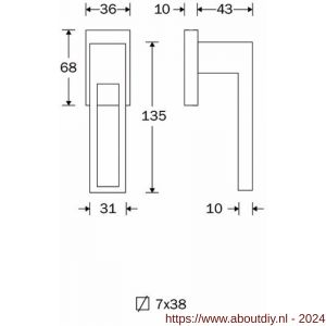 Wallebroek M&T 90.5500.90 draaikiep raamkruk Entry messing mat nikkel ongelakt - A25005040 - afbeelding 2