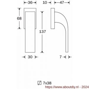 Wallebroek M&T 90.5501.90 draaikiep raamkruk Trinity messing mat nikkel ongelakt - A25005086 - afbeelding 2