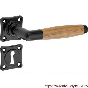Wallebroek Mi Satori 00.0149.47 krukgarnituur Ton vierkant SL messing mat zwart-teak - A25001462 - afbeelding 1