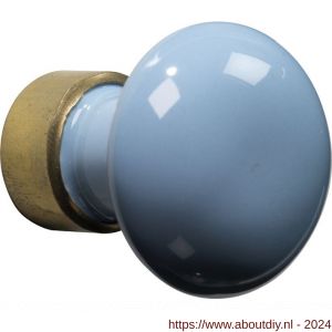 Wallebroek Merigous 80.8086.90 meubelknop porselein Paddenstoel 30 mm messing gepolijst ongelakt-lichtblauw - A25006123 - afbeelding 1