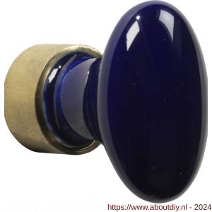 Wallebroek Merigous 80.8171.90 meubelknop porselein Ovaal 33 mm messing gepolijst ongelakt-blauw sevres - A25006052 - afbeelding 1