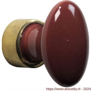 Wallebroek Merigous 80.8174.90 meubelknop porselein Ovaal 33 mm messing gepolijst ongelakt-Bordeaux - A25006053 - afbeelding 1