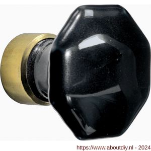 Wallebroek Merigous 80.8240.90 meubelknop porselein Octo 34 mm messing gepolijst ongelakt-zwart - A25006032 - afbeelding 1