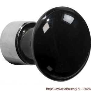 Wallebroek Merigous 80.8012.90 meubelknop porselein Paddenstoel 15 mm messing glans nikkel-zwart - A25006137 - afbeelding 1