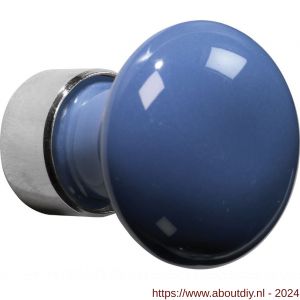 Wallebroek Merigous 80.8018.90 meubelknop porselein Paddenstoel 30 mm messing glans nikkel-blauw - A25006141 - afbeelding 1