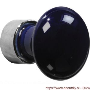 Wallebroek Merigous 80.8026.90 meubelknop porselein Paddenstoel 30 mm messing glans nikkel-blauw sevres - A25006142 - afbeelding 1